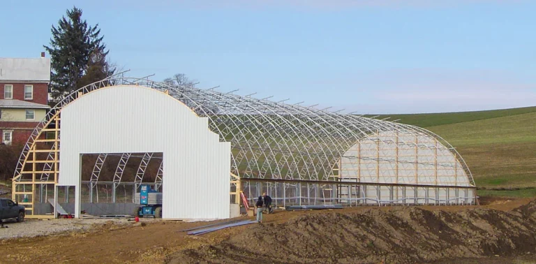 Thundura hoop building being assembled.
