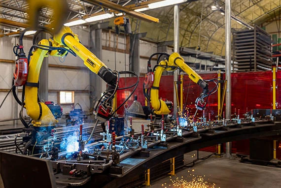 Robots welding in thundura fabric structures manufacturing plant